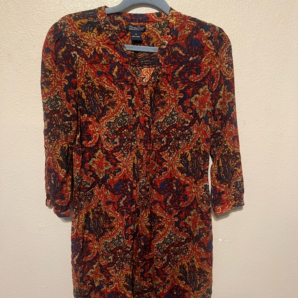 Lucky Brand Red and Blue Paisley Top